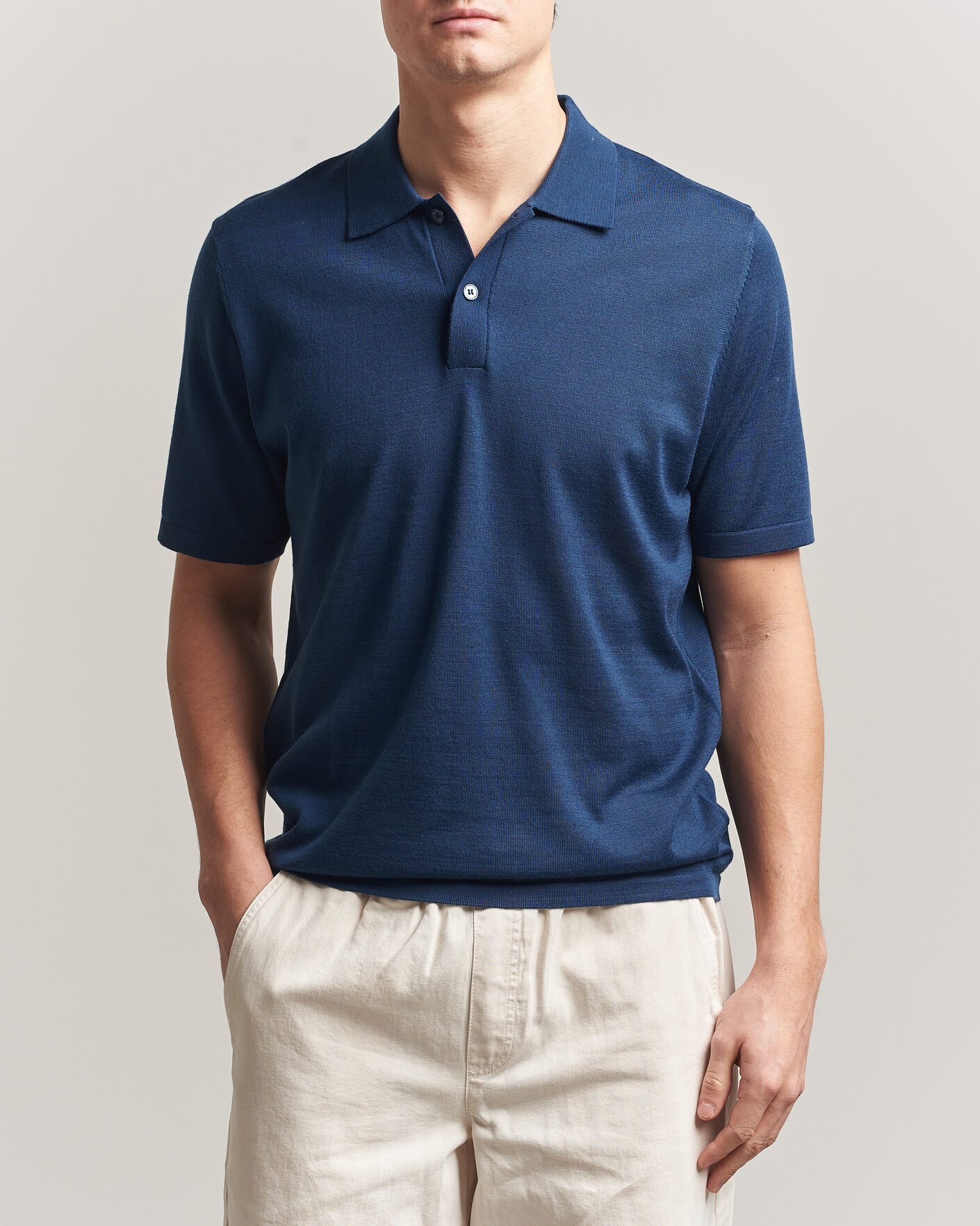 Herren | Poloshirts | Samsøe Samsøe | Rowan Knitted Polo Insignia Blue