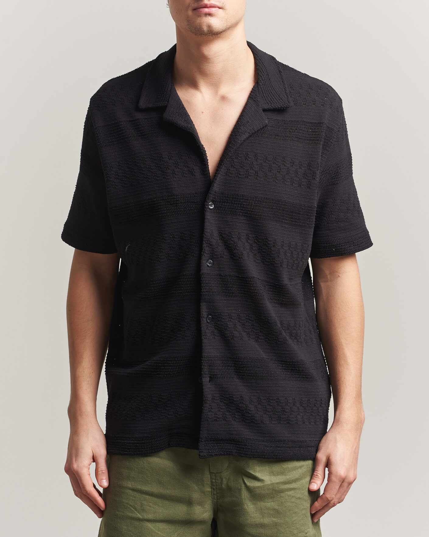 Herren | Hemden | Samsøe Samsøe | Martin Knitted Short Sleeve Shirt Black