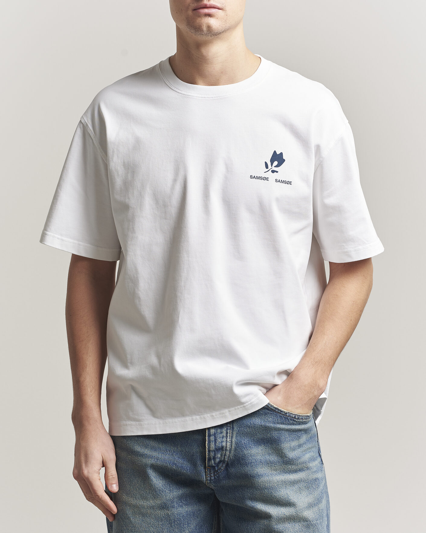 Herren | T-Shirts | Samsøe Samsøe | Cohen Printed Crew Neck T-Shirt White