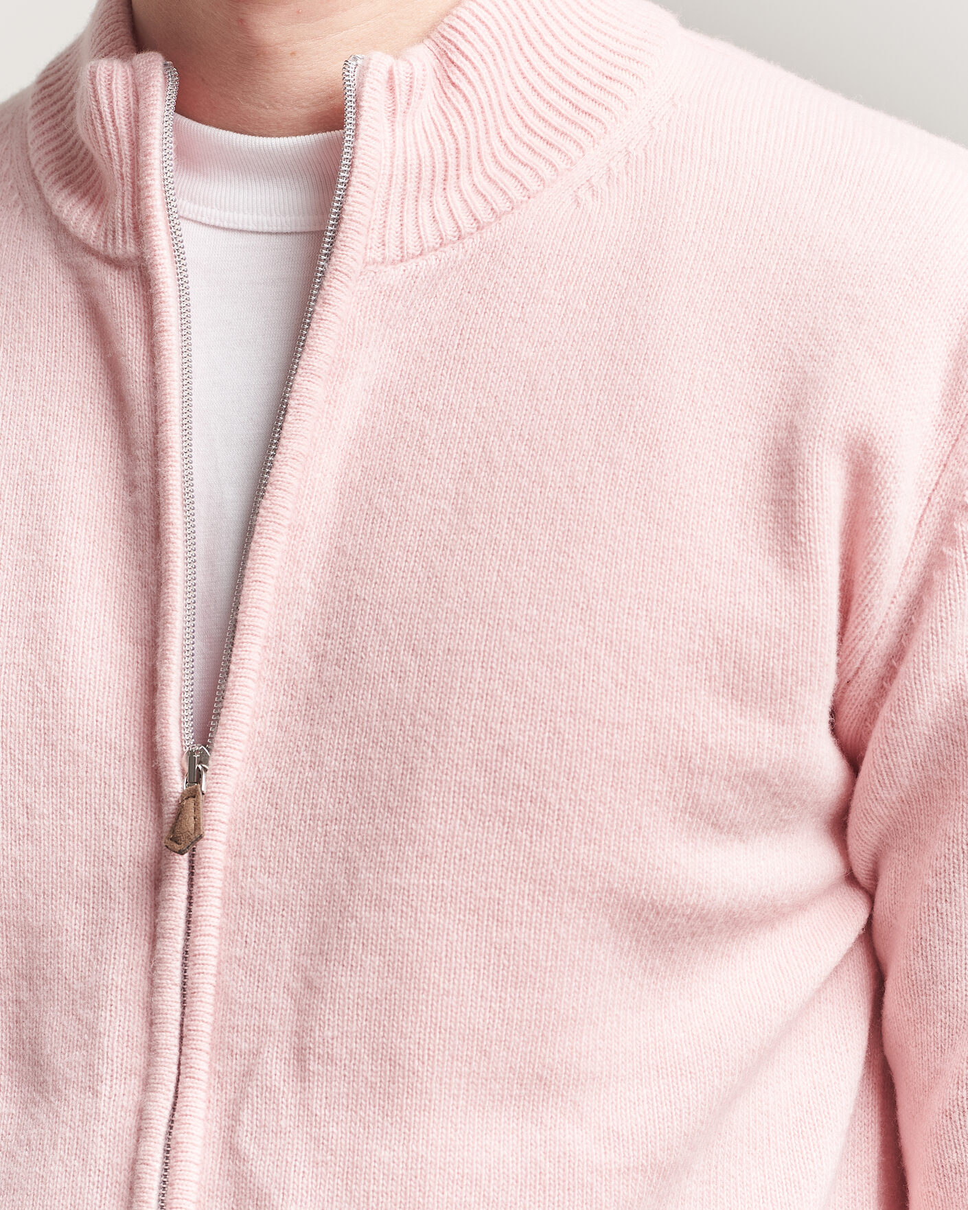 Herren | Pullover | Stenströms | Brushed Merino Full Zip Pink