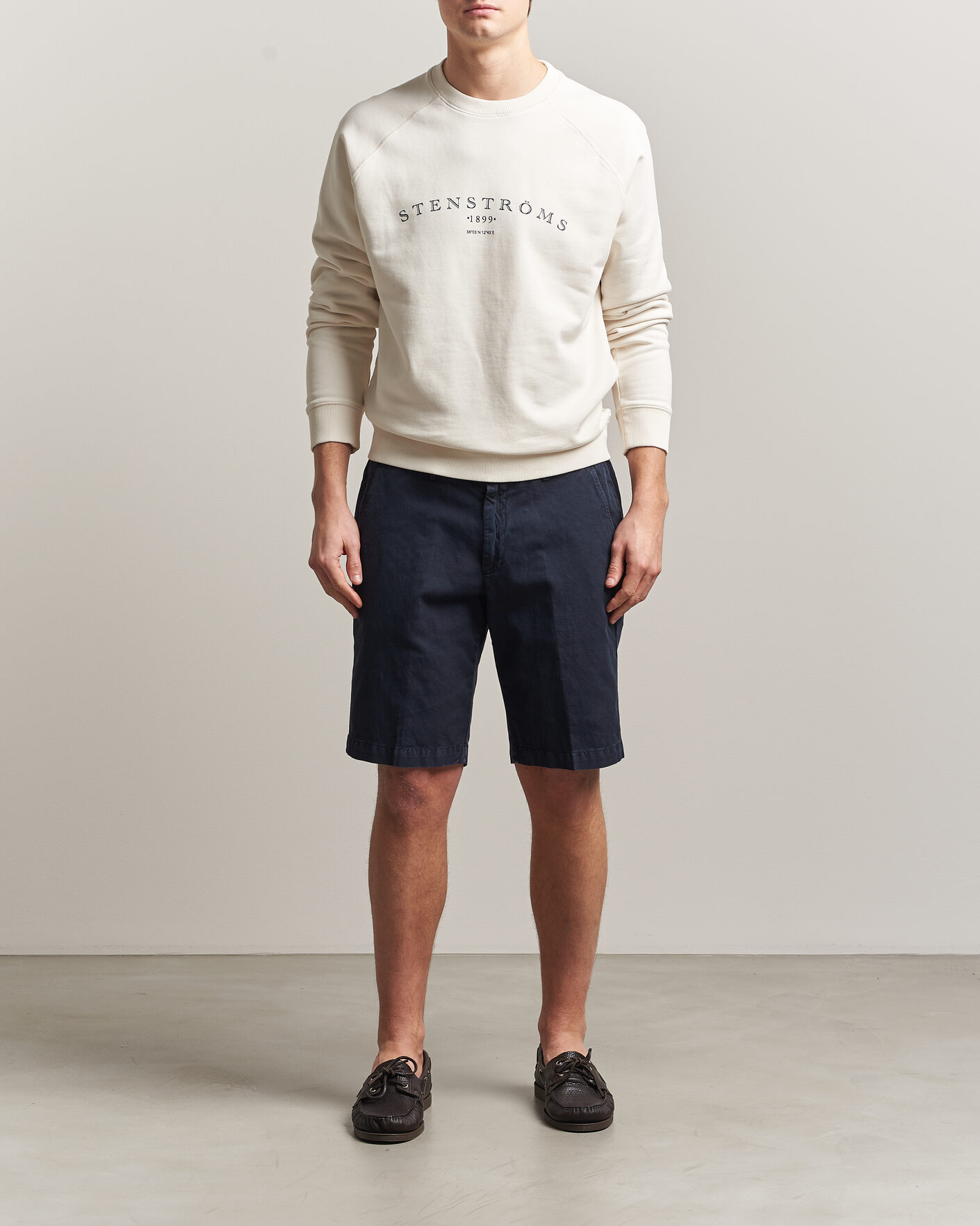 Herren | Pullover | Stenströms | Raglan Crew Logo Sweater White