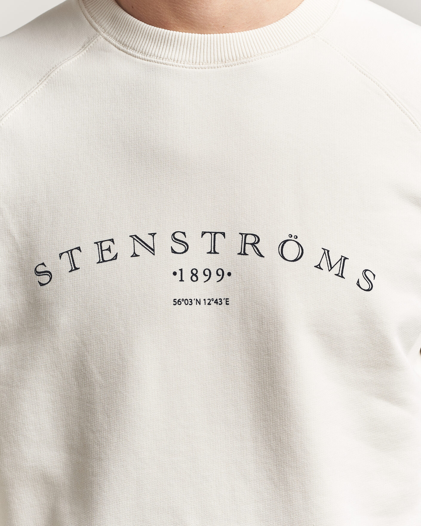Herren | Pullover | Stenströms | Raglan Crew Logo Sweater White