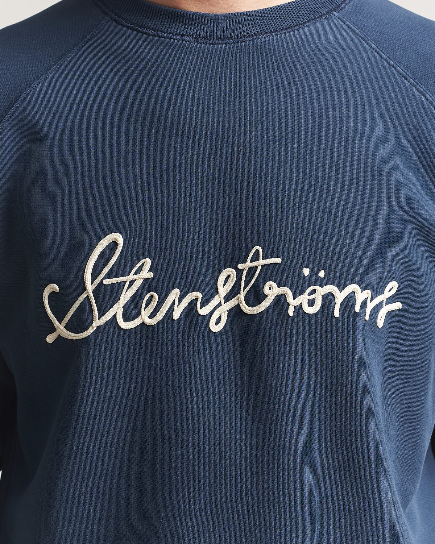 Herren | Pullover | Stenströms | Raglan Crew Logo Sweater Navy
