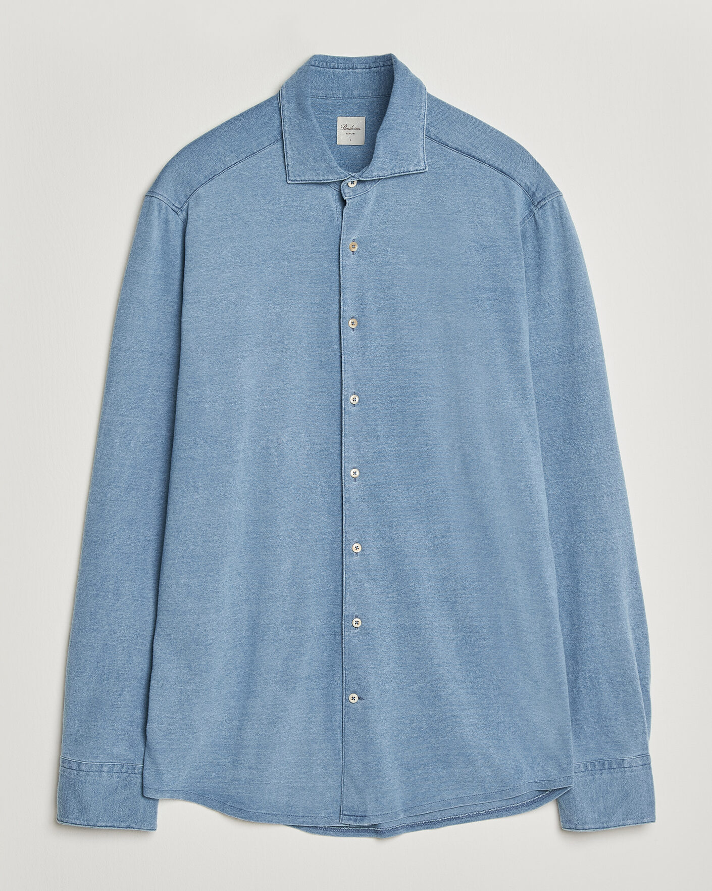 Herren | Hemden | Stenströms | Jersey Denim Shirt Blue