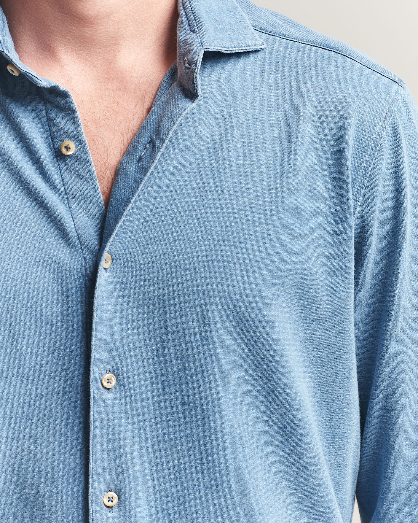 Herren | Hemden | Stenströms | Jersey Denim Shirt Blue
