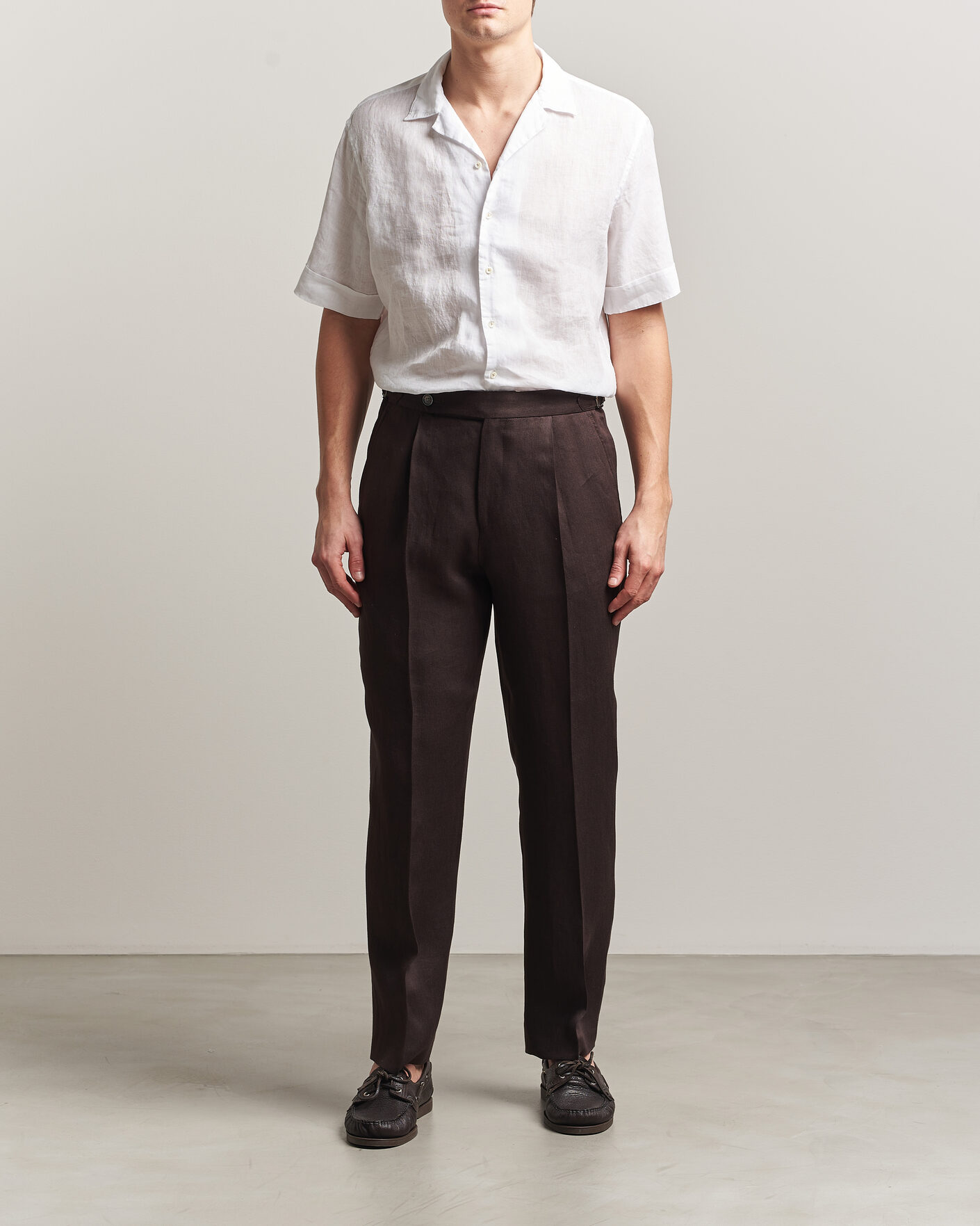 Herren | Hemden | Stenströms | Short Sleeve Linen Shirt White