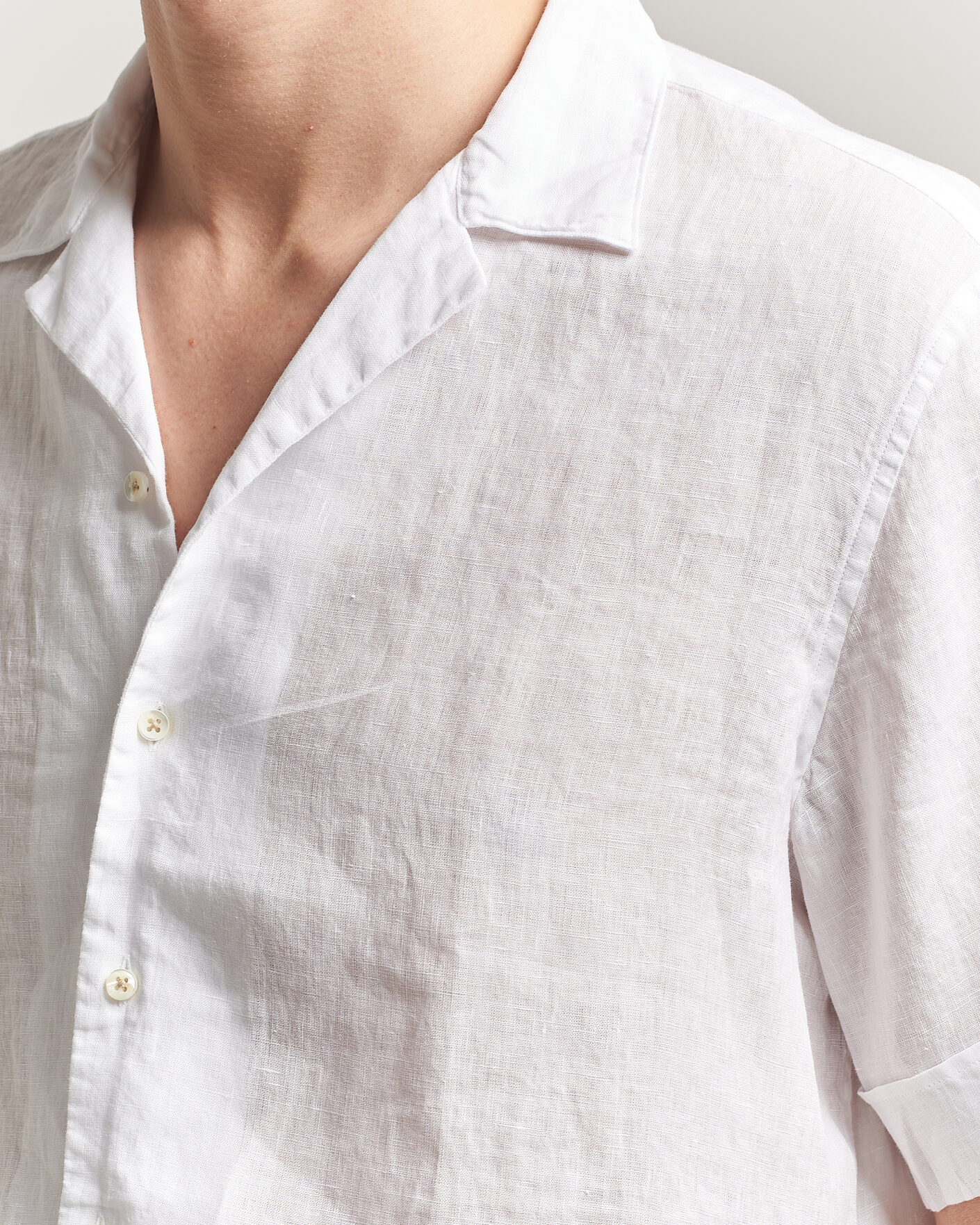 Herren | Hemden | Stenströms | Short Sleeve Linen Shirt White