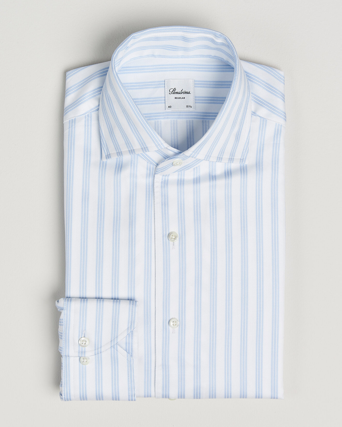 Herren | Hemden | Stenströms | Regular Fit One Piece Collar Striped Shirt Blue