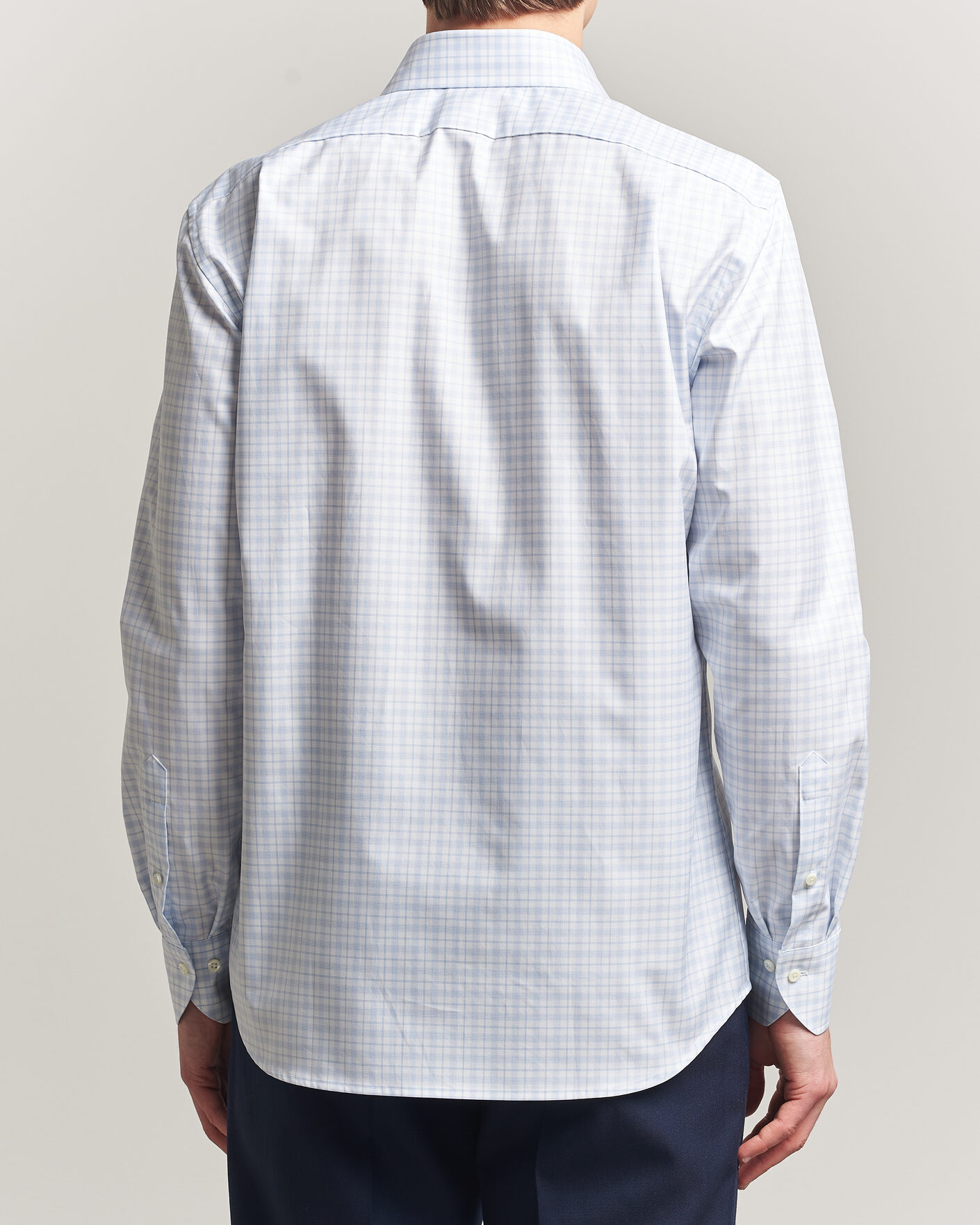Herren | Hemden | Stenströms | Regular Fit Checked Twill Shirt Light Blue