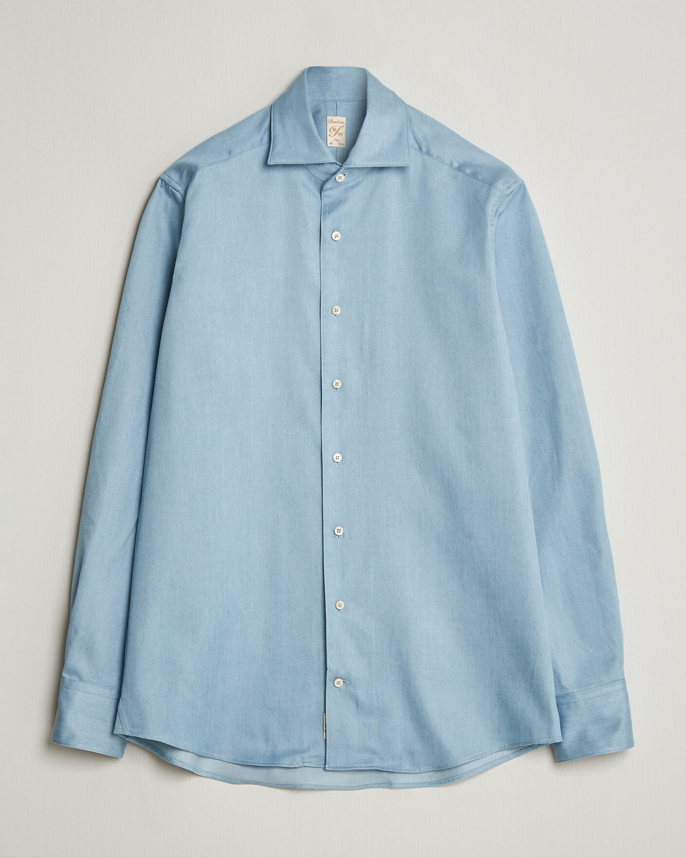 Herren | Hemden | Stenströms | 1899 Slim One Piece Washed Denim Shirt Blue