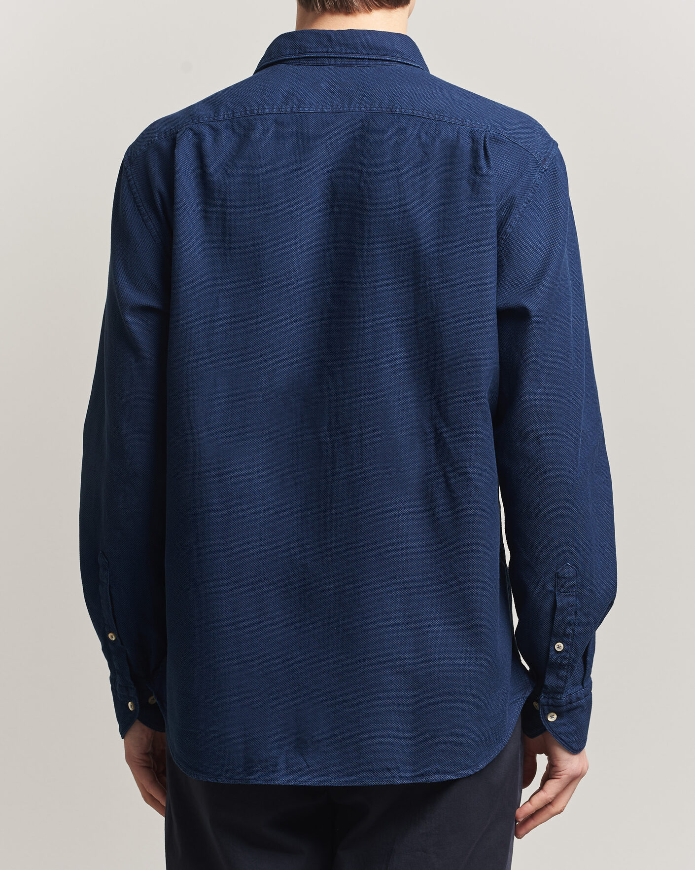 Herren | Hemden | Stenströms | Regular Fit Structured Denim Shirt Navy