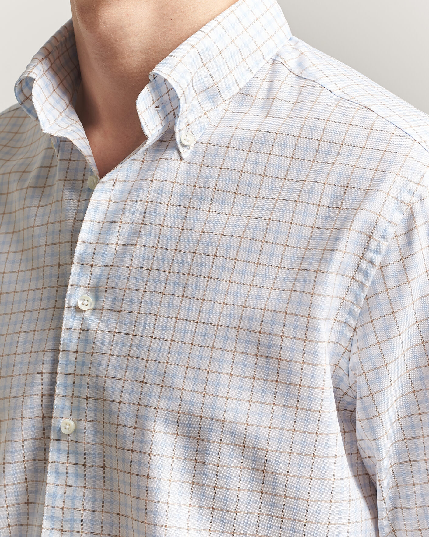 Herren | Hemden | Stenströms | Regular Fit Checked Oxford Shirt Blue