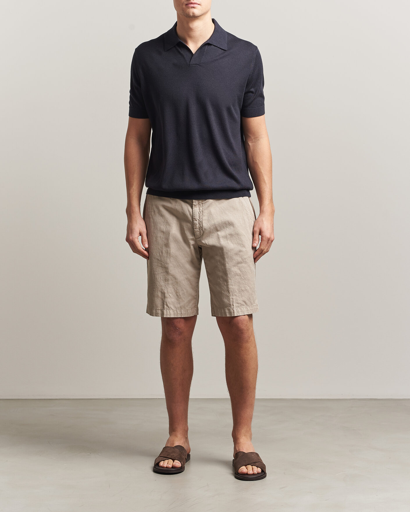 Herren | Poloshirts | Stenströms | Silk/Cashmere Polo Navy