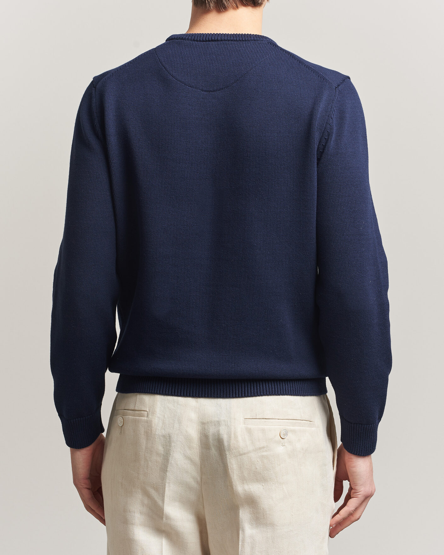 Herren | Pullover | Stenströms | Organic Cotton Knitted Sweater Navy