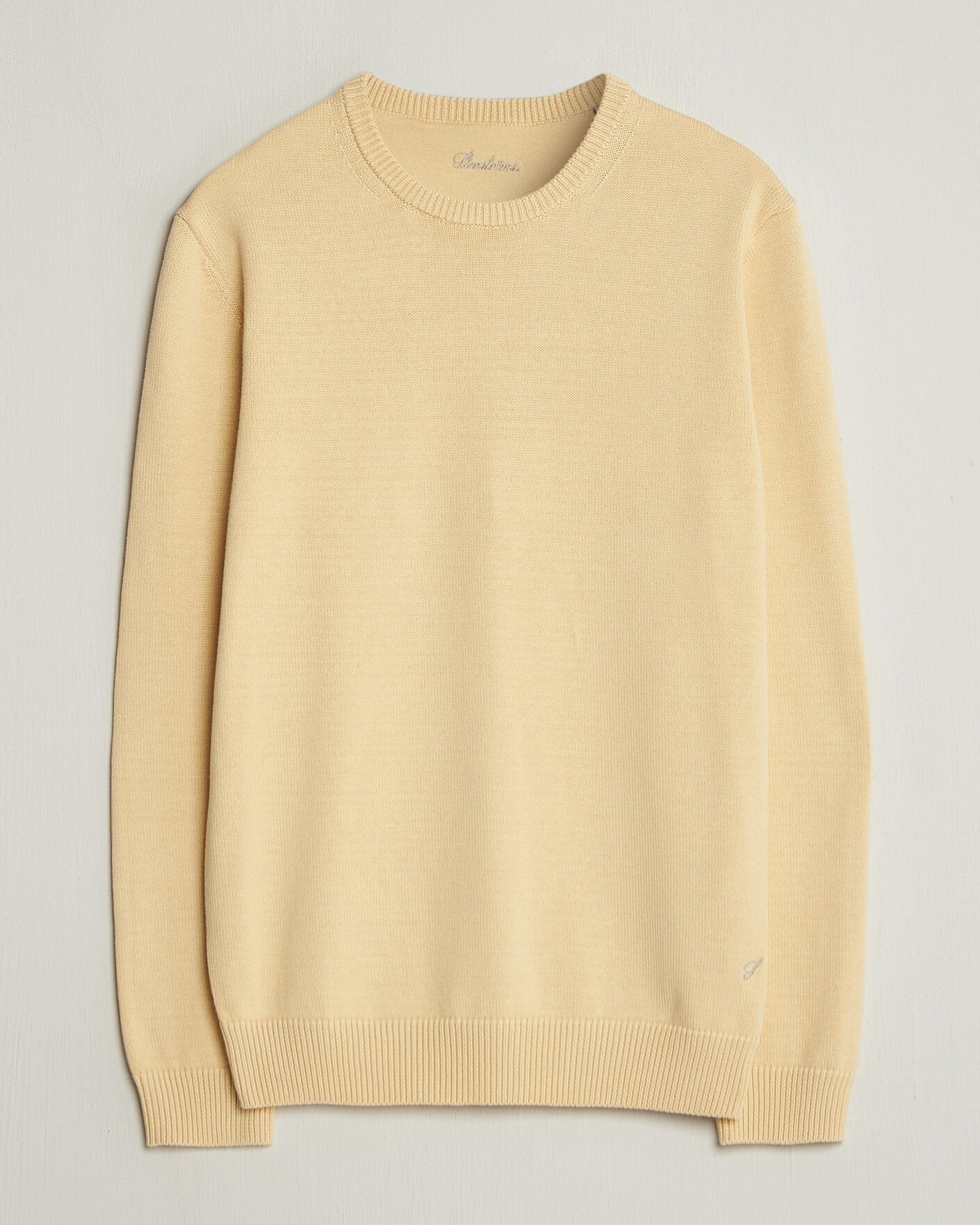 Herren | Pullover | Stenströms | Organic Cotton Knitted Sweater Light Yellow