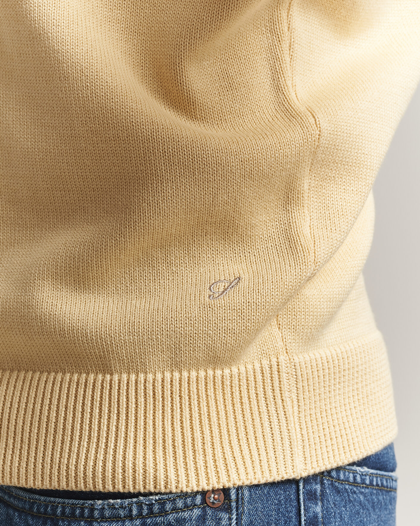 Herren | Pullover | Stenströms | Organic Cotton Knitted Sweater Light Yellow