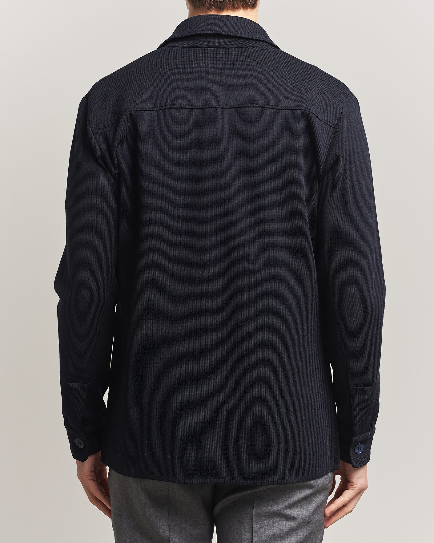 Herren | Pullover | Stenströms | Milano Knitted Merino Overshirt Navy