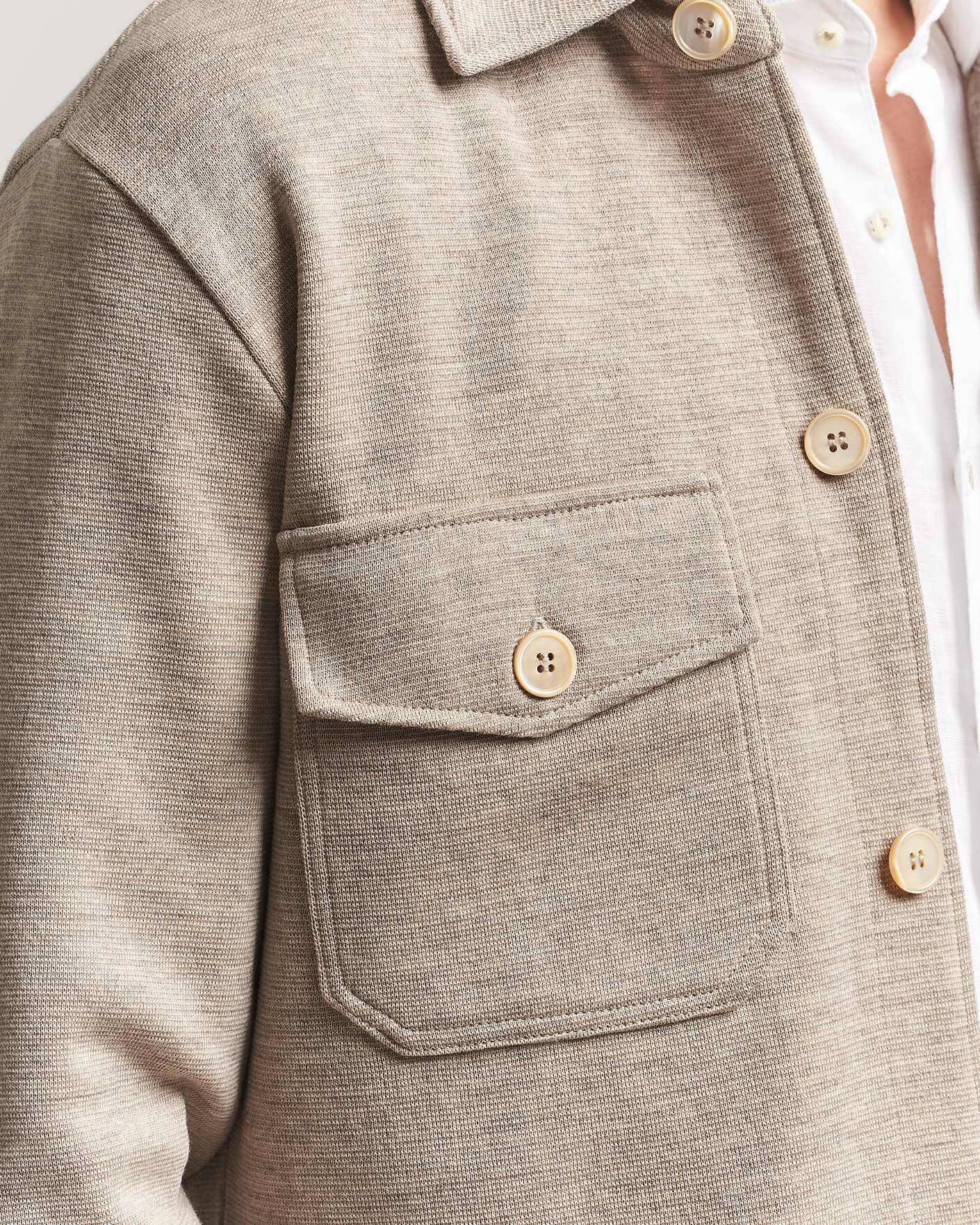 Herren | Pullover | Stenströms | Milano Knitted Merino Overshirt Beige