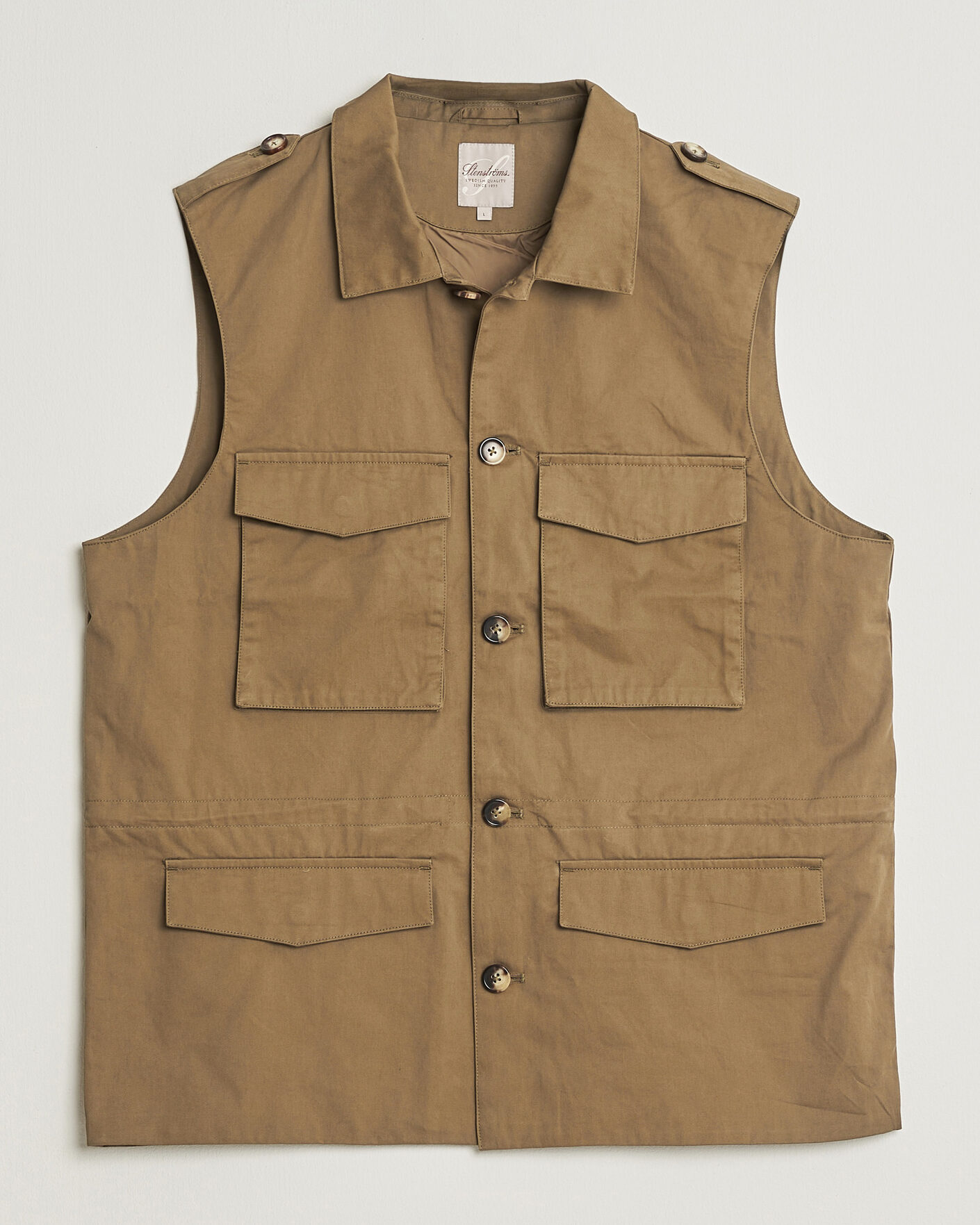 Herren | Westen | Stenströms | Cotton  Twill Vest Olive