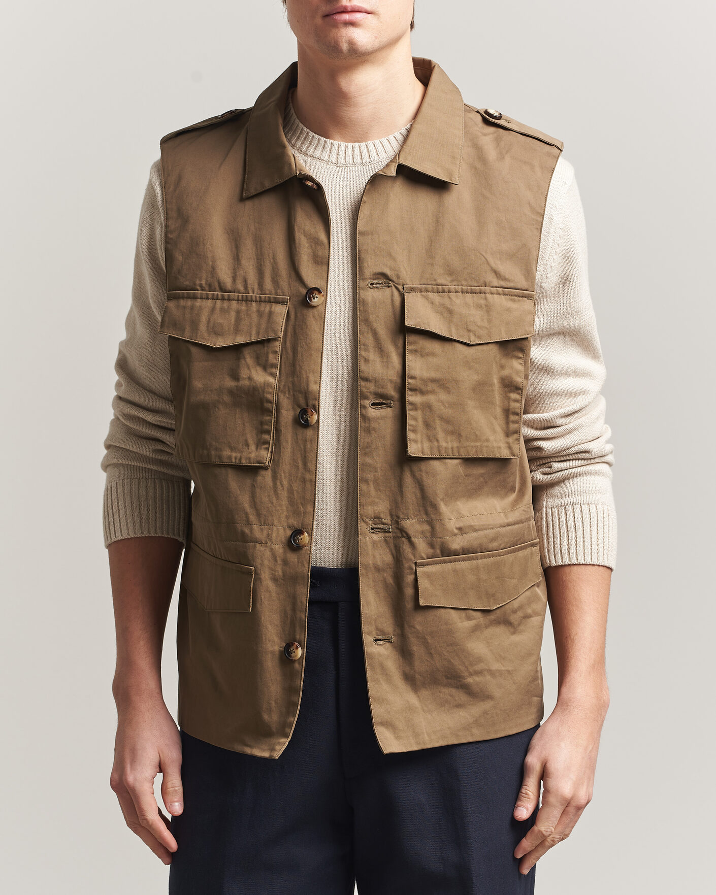 Herren | Westen | Stenströms | Cotton Twill Vest Olive