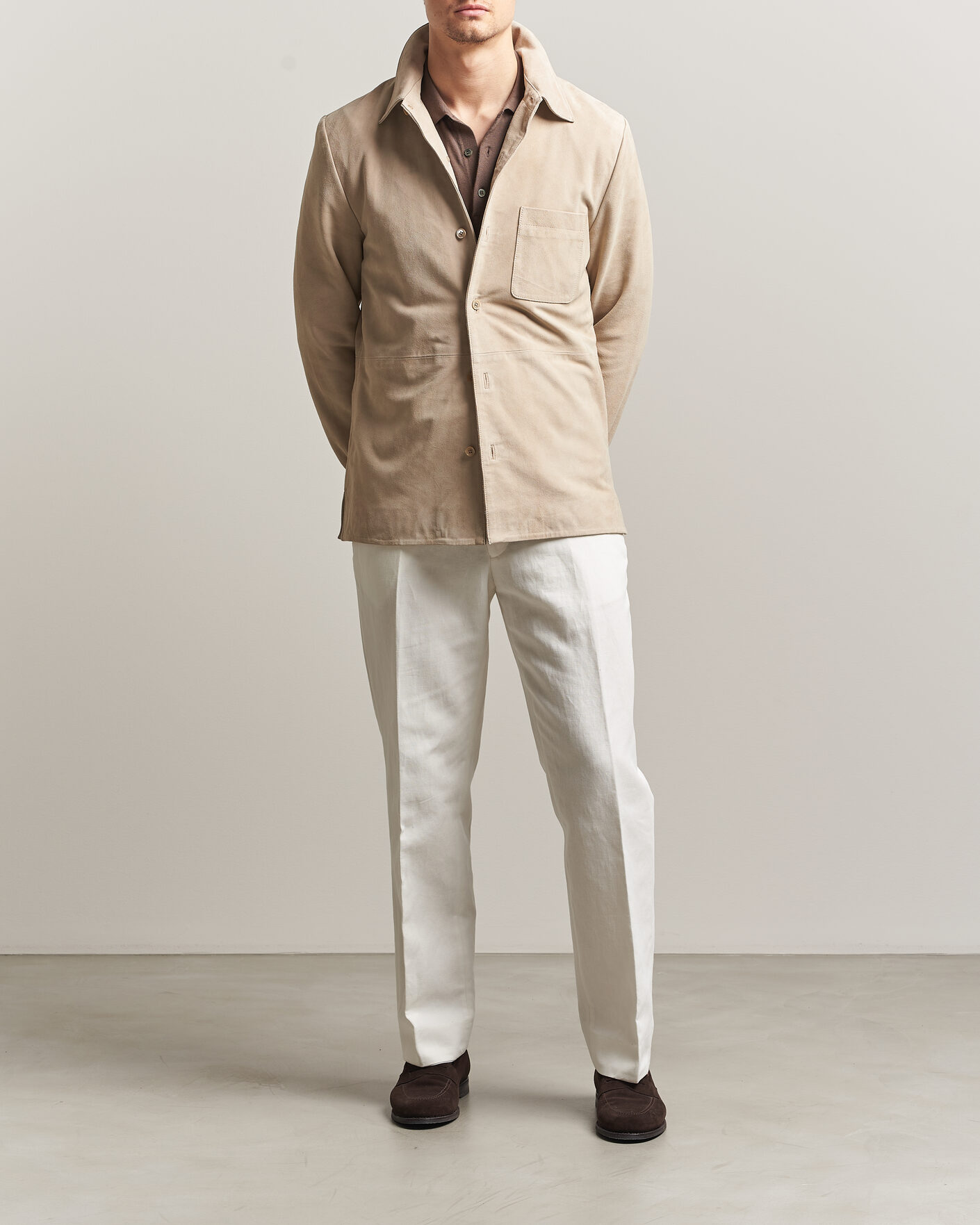Herren | Jacken | Stenströms | Suede Overshirt Beige