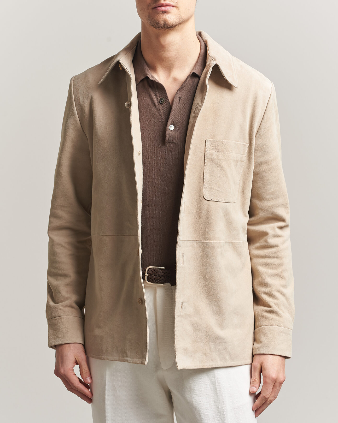 Herren | Jacken | Stenströms | Suede Overshirt Beige