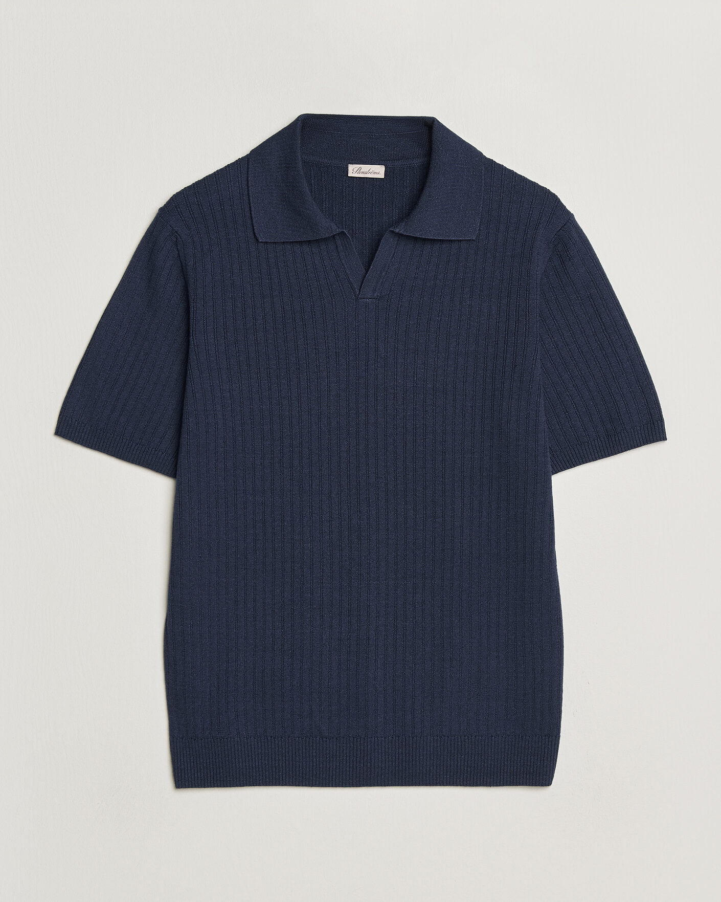 Herren | Poloshirts | Stenströms | Linen/Merino Structured Polo Navy