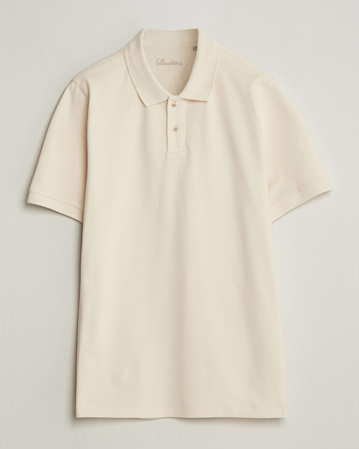 Herren | Poloshirts | Stenströms | Organic Cotton Piquet Polo Shirt Beige