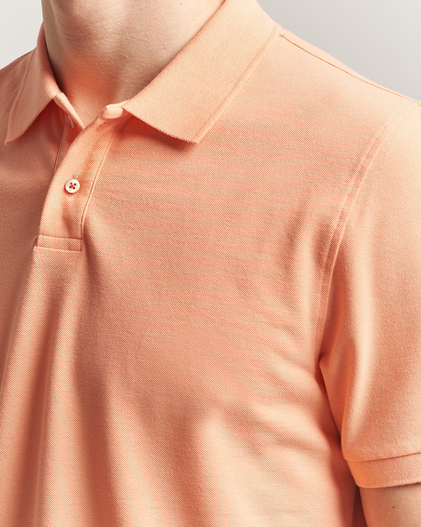 Herren | Poloshirts | Stenströms | Organic Cotton Piquet Polo Shirt Mandarin