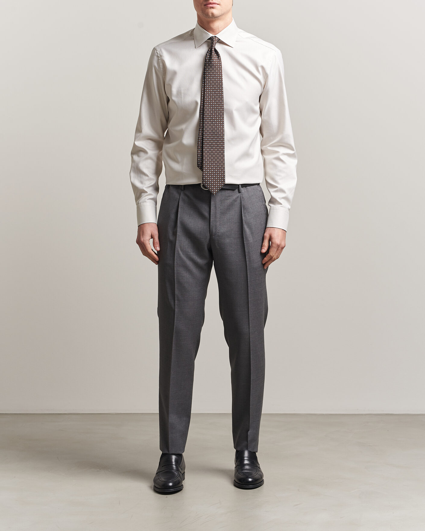 Herren | Hemden | Stenströms | Regular Fit Micro Structure Shirt Beige