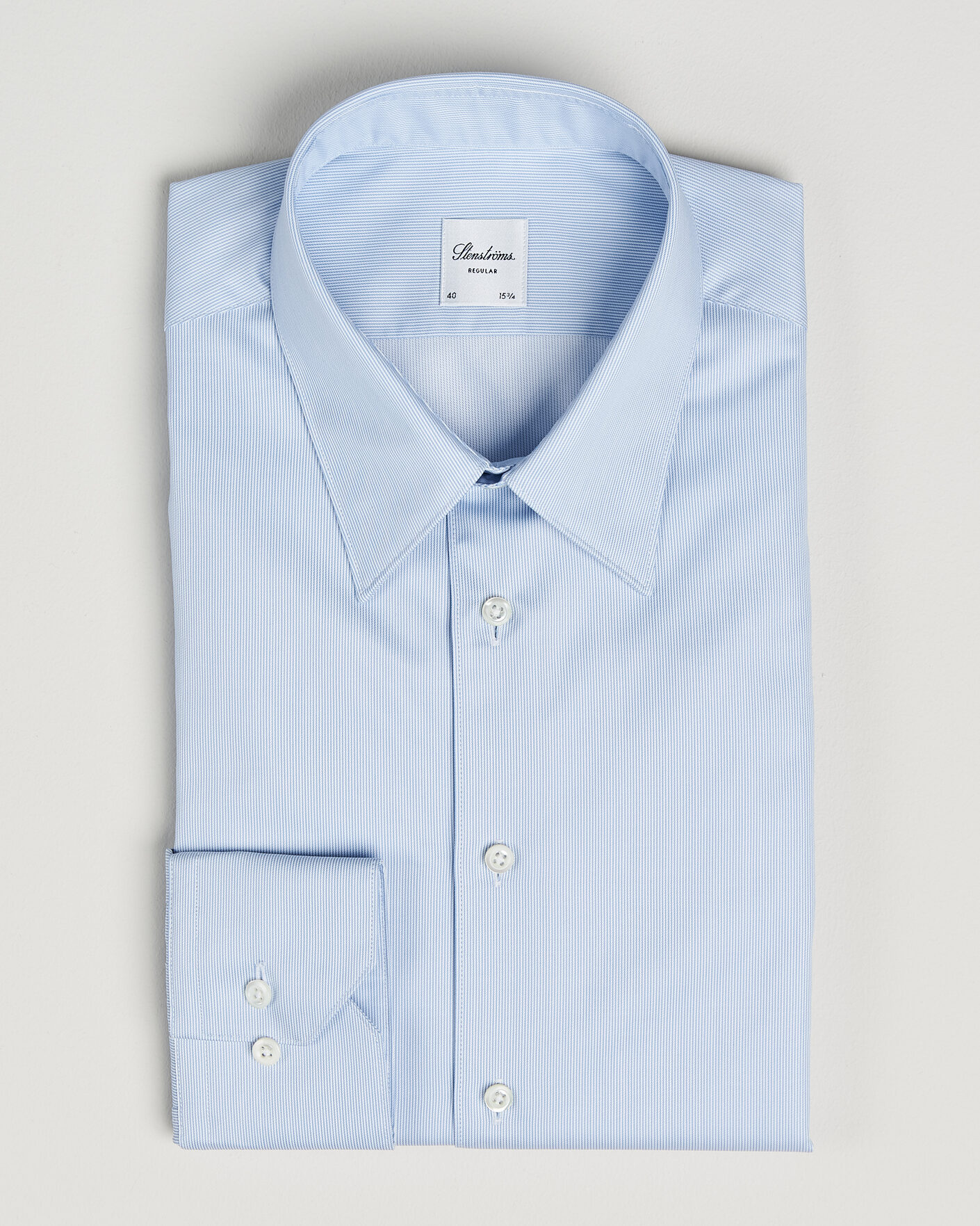 Herren | Hemden | Stenströms | Regular Fit Thin Stripe Pointed Collar Shirt Blue