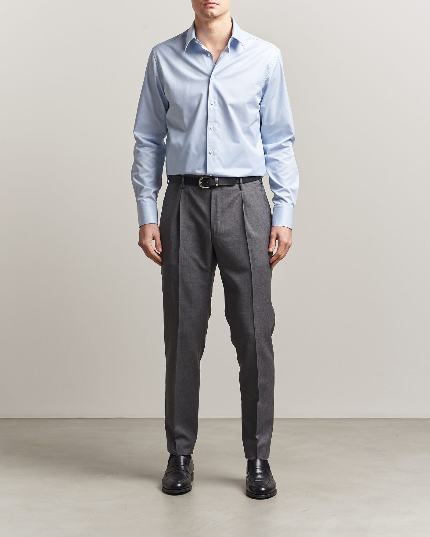 Herren | Hemden | Stenströms | Regular Fit Thin Stripe Pointed Collar Shirt Blue