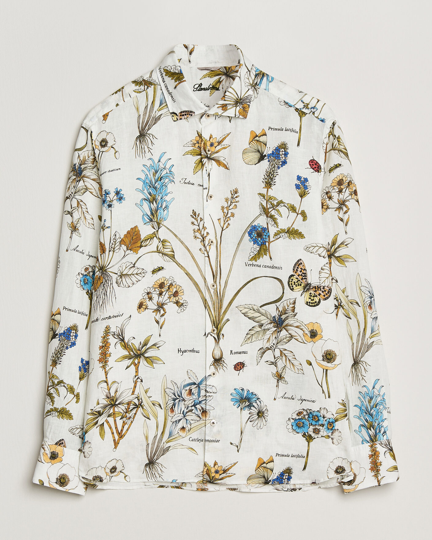 Herren | Hemden | Stenströms | Reglar Fit Botanical Print Linen Shirt Multi