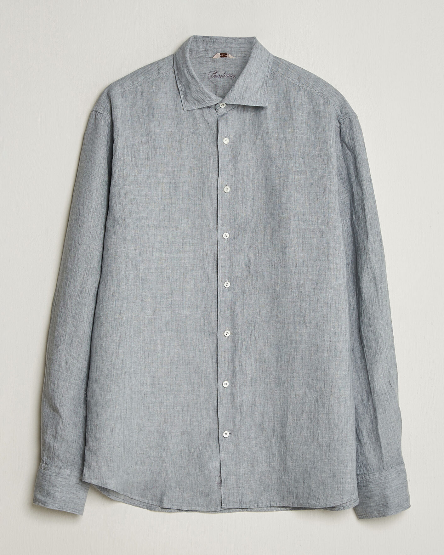 Herren | Hemden | Stenströms | Regular Fit Cut Away Linen Shirt Grey