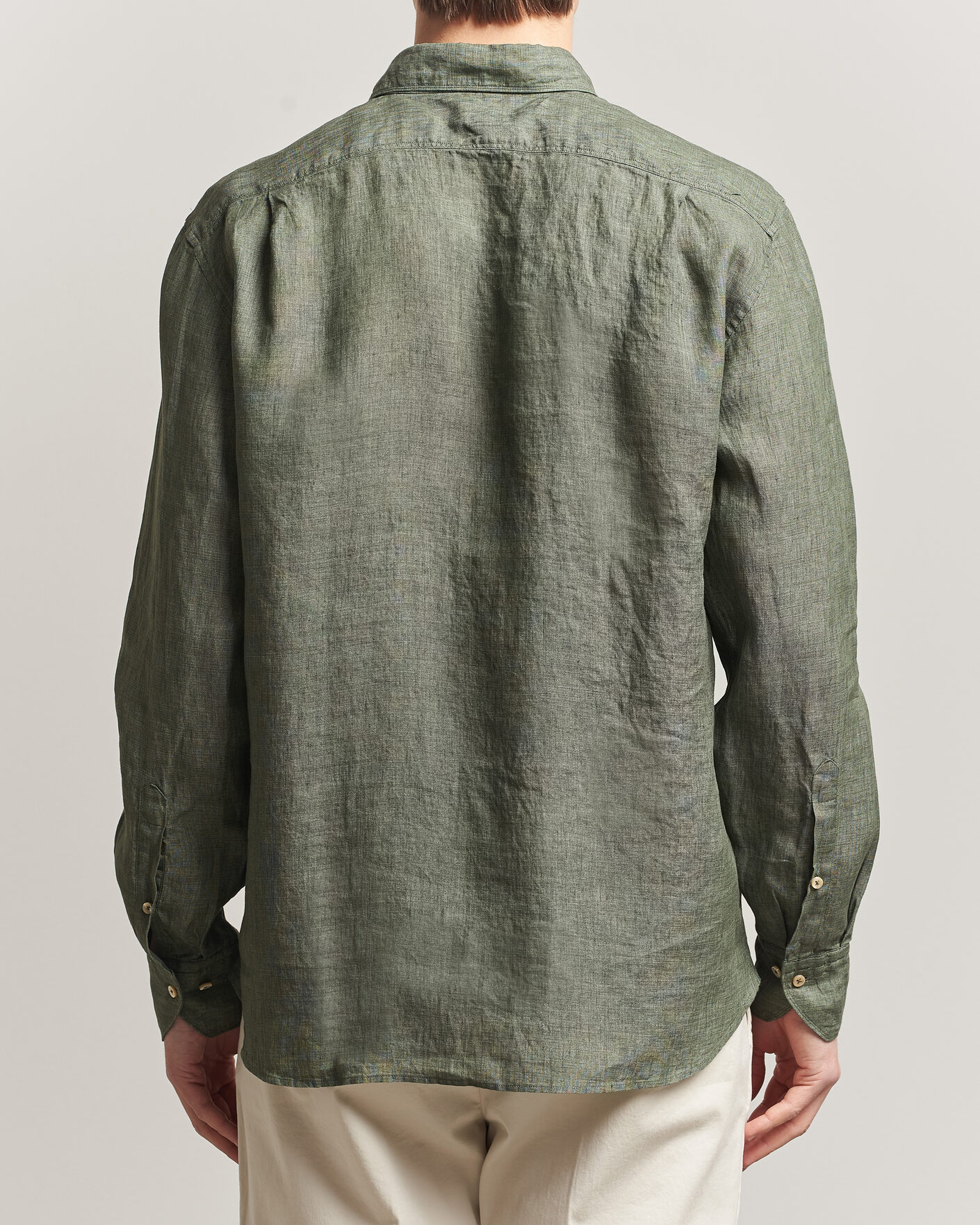 Herren | Hemden | Stenströms | Regular Fit Cut Away Linen Shirt Green