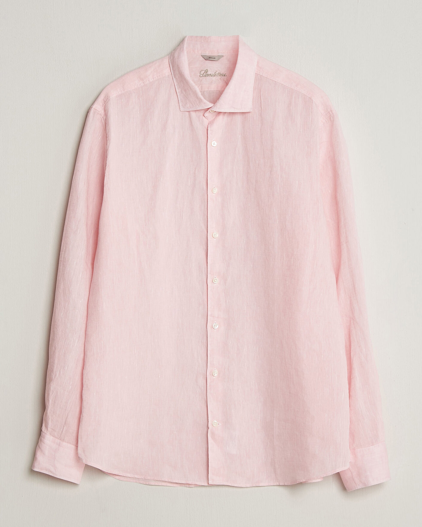 Herren | Hemden | Stenströms | Regular Fit Cut Away Linen Shirt Soft Pink