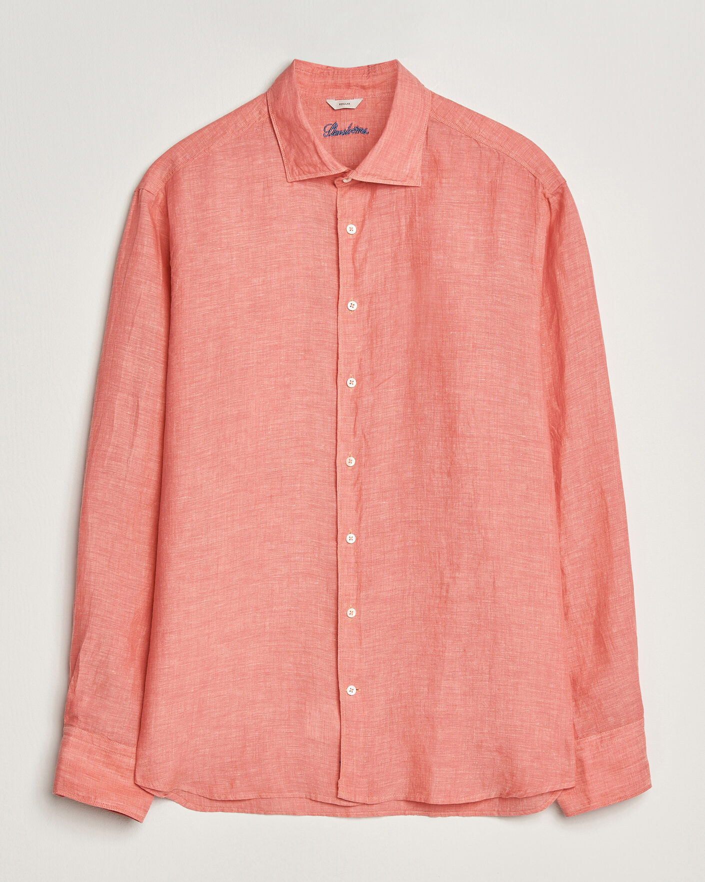 Herren | Hemden | Stenströms | Regular Fit Cut Away Linen Shirt Raspberry