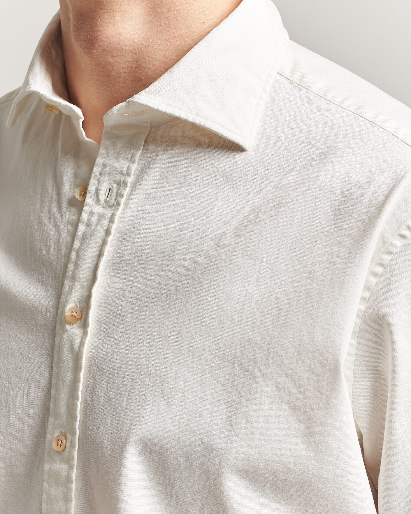 Herren | Hemden | Stenströms | Regular Fit Garment Washed Denim Shirt White
