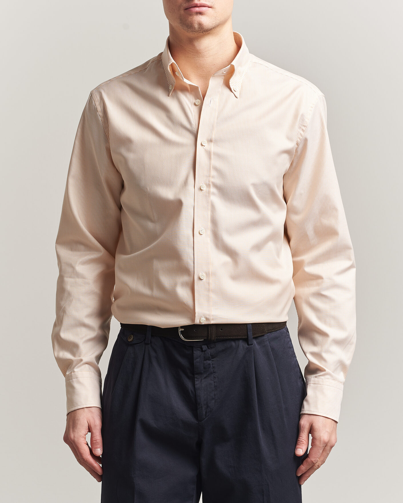 Herren | Hemden | Stenströms | Regular Fit Thin Striped Oxford Shirt Orange