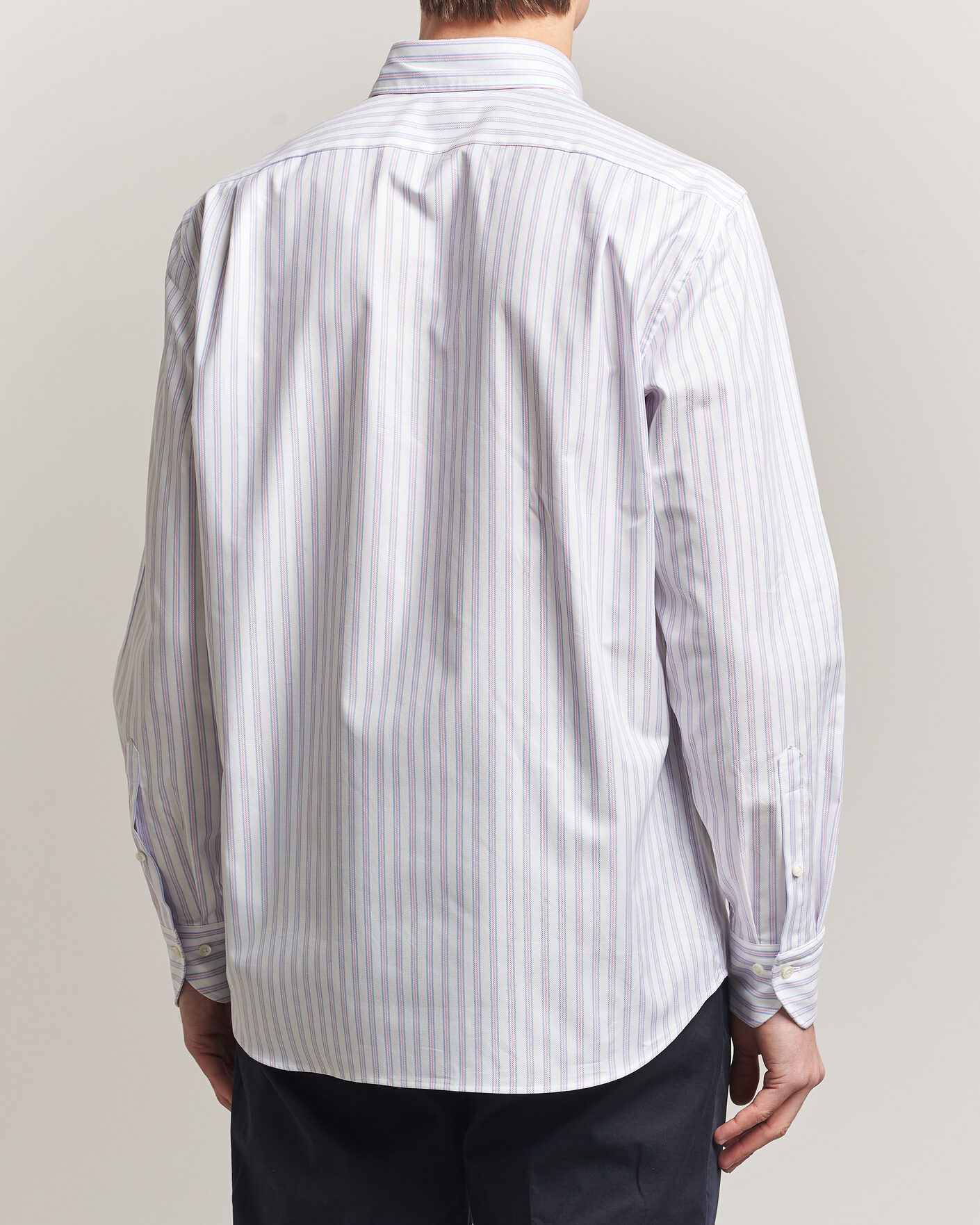 Herren | Hemden | Stenströms | Regular Fit Multi Striped Oxford Shirt Blue/Pink