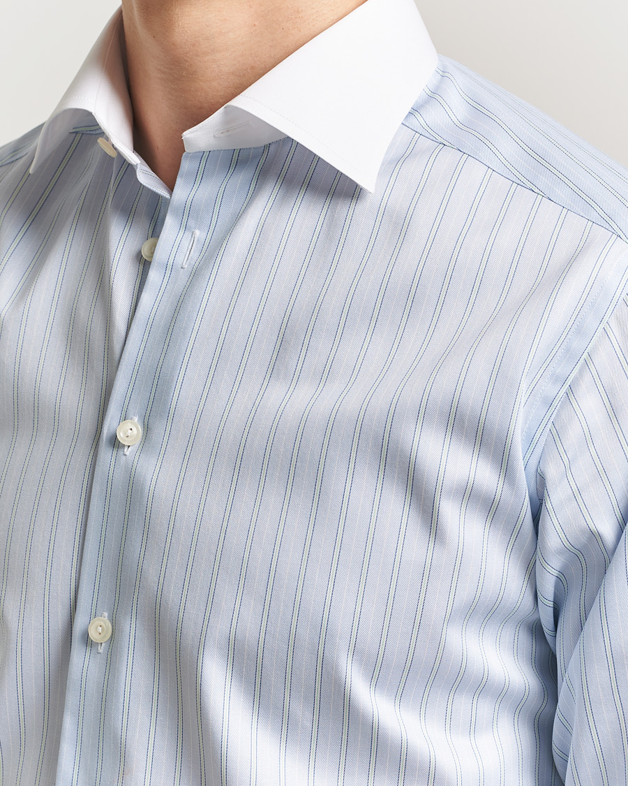 Herren | Hemden | Eton | Slim Fit Signature Twill Striped Shirt Light Blue
