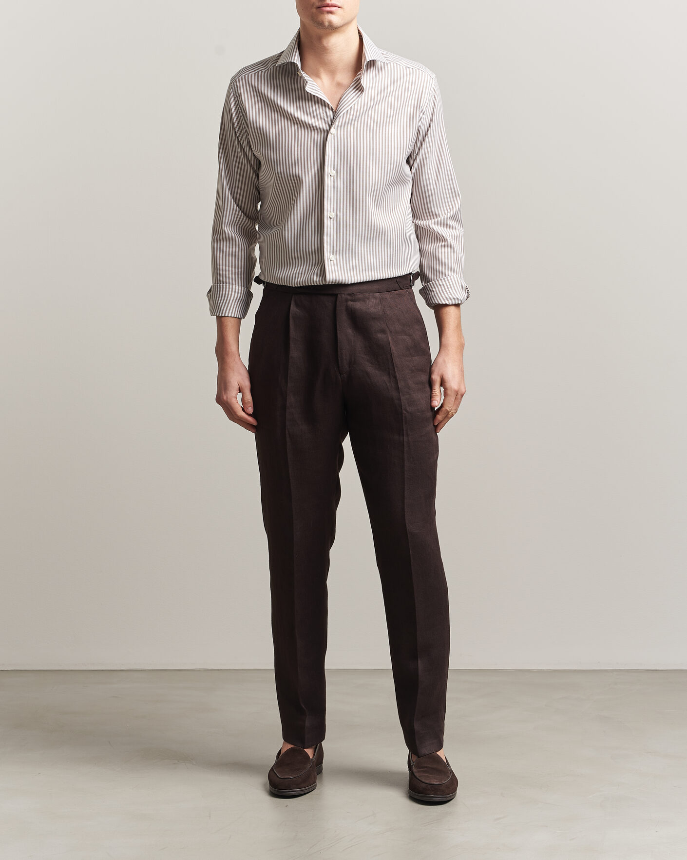 Herren | Hemden | Eton | Slim Fit Signature Oxford Striped Shirt Beige