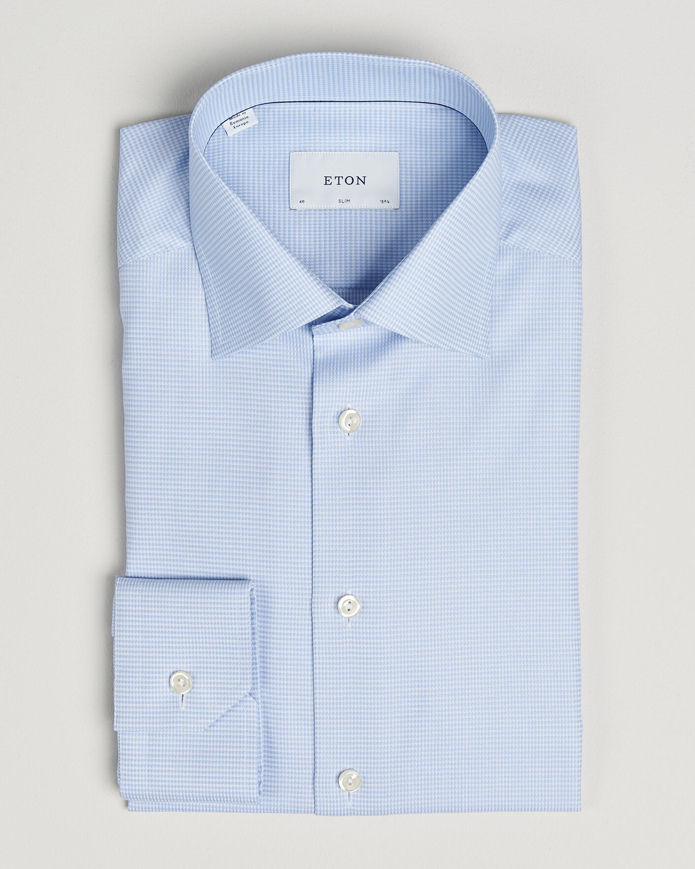 Herren | Hemden | Eton | Slim Fit Signature Twill Houndstooth Shirt Light Blue