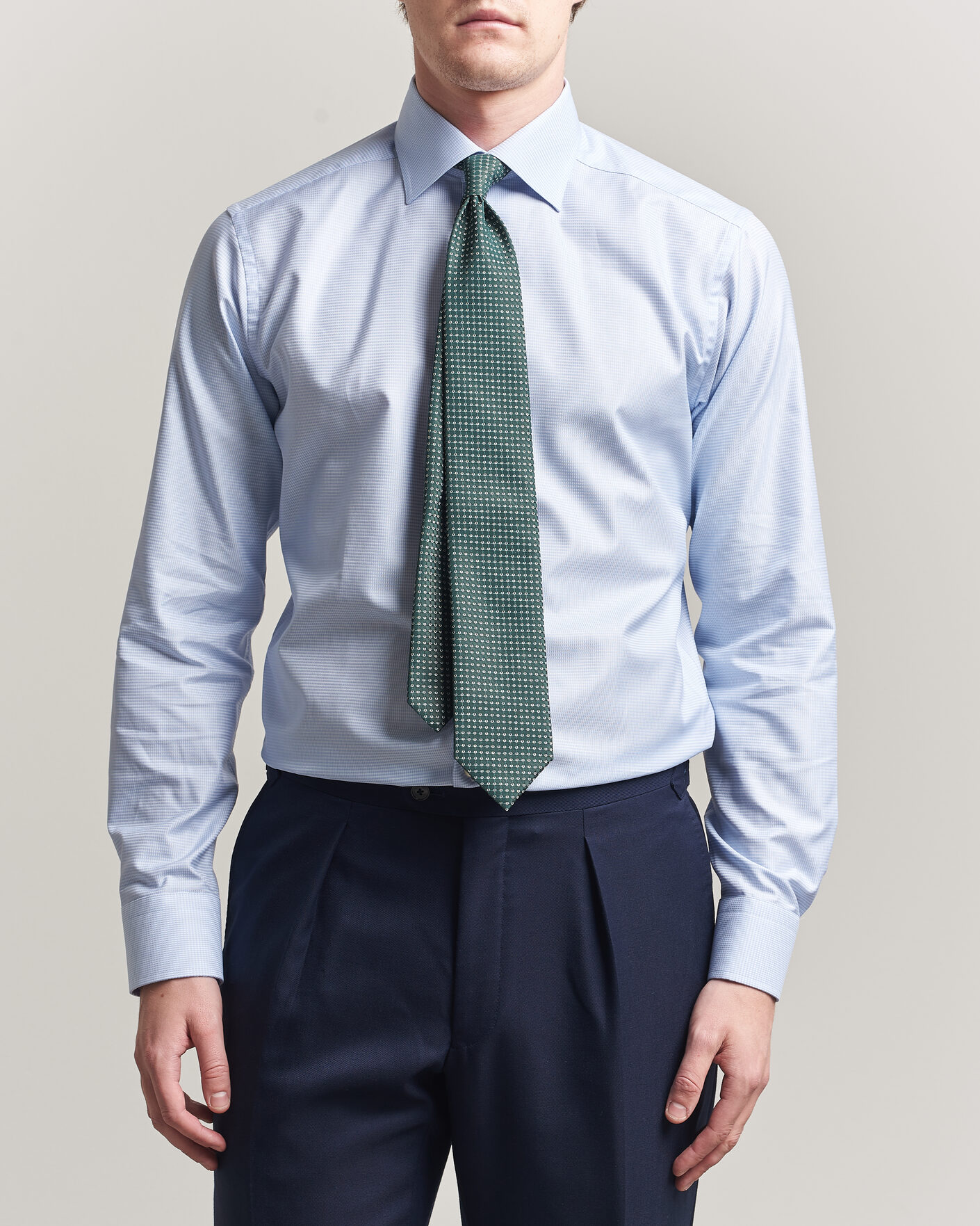 Herren | Hemden | Eton | Slim Fit Signature Twill Houndstooth Shirt Light Blue