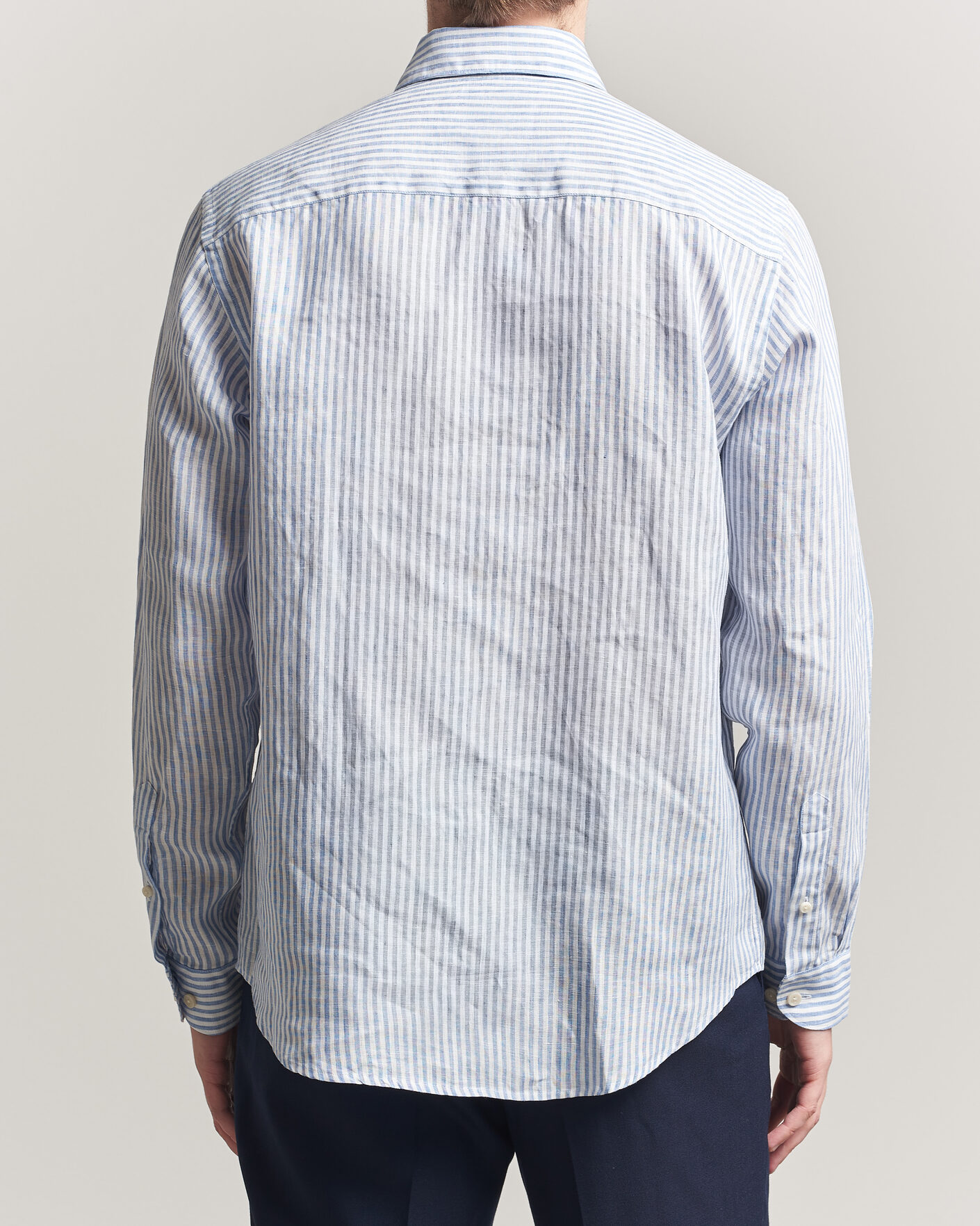 Herren | Hemden | Eton | Casual Fit Striped Linen Shirt Light Blue