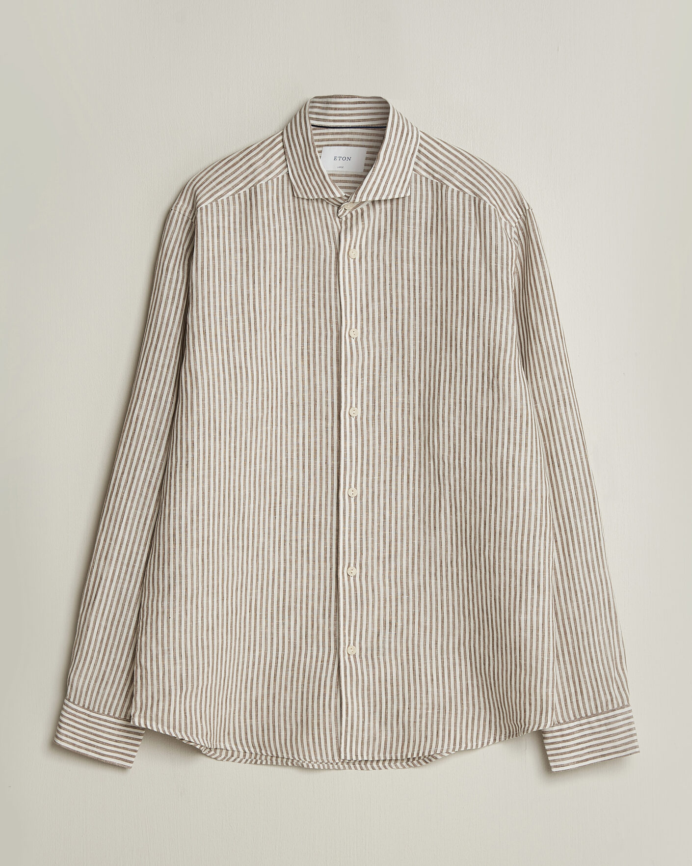 Herren | Hemden | Eton | Casual Fit Striped Linen Shirt Beige