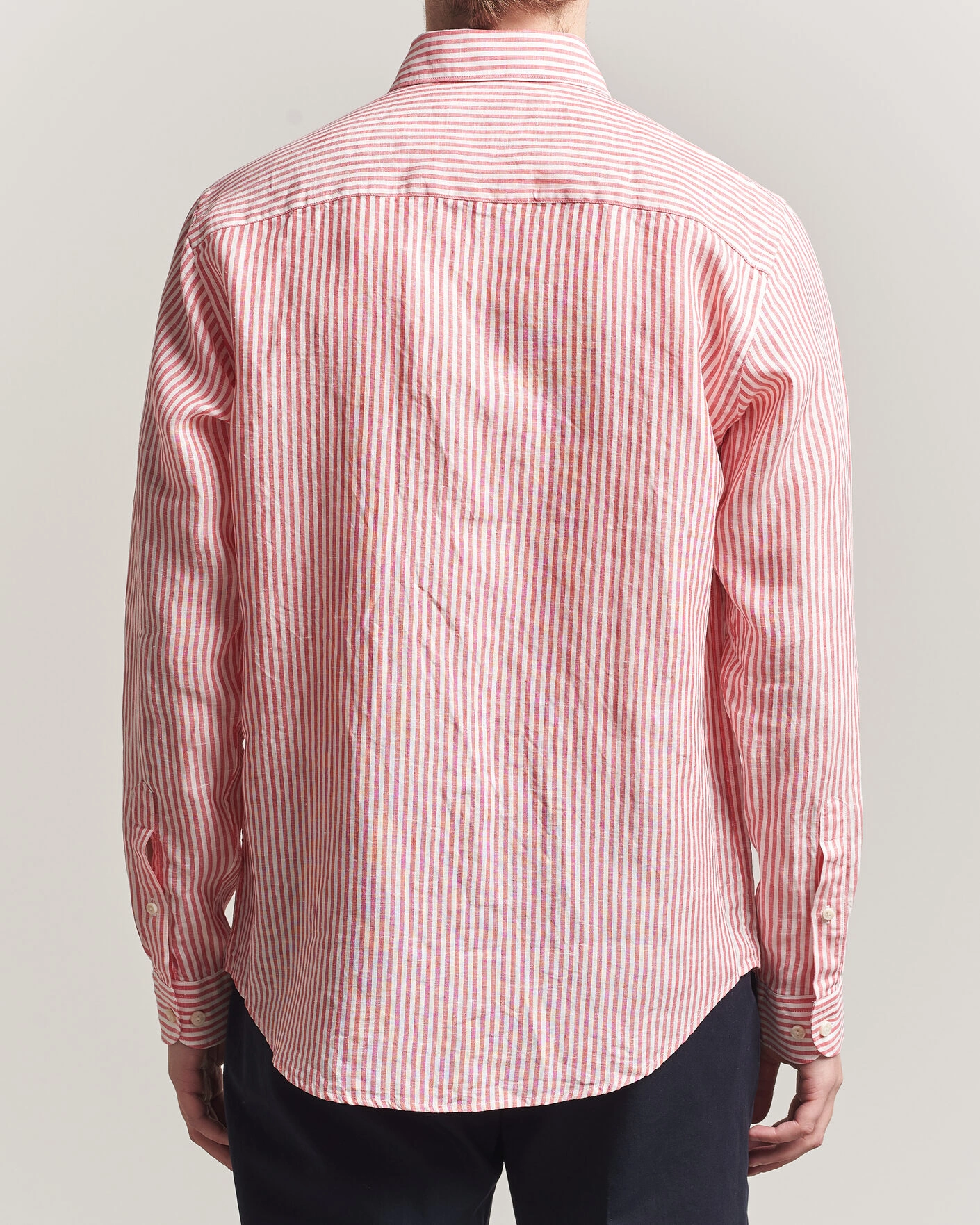 Herren | Hemden | Eton | Casual Fit Striped Linen Shirt Red