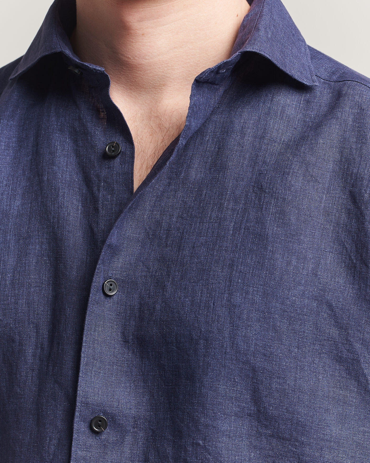 Herren | Hemden | Eton | Casual Fit Linen Shirt Navy Blue
