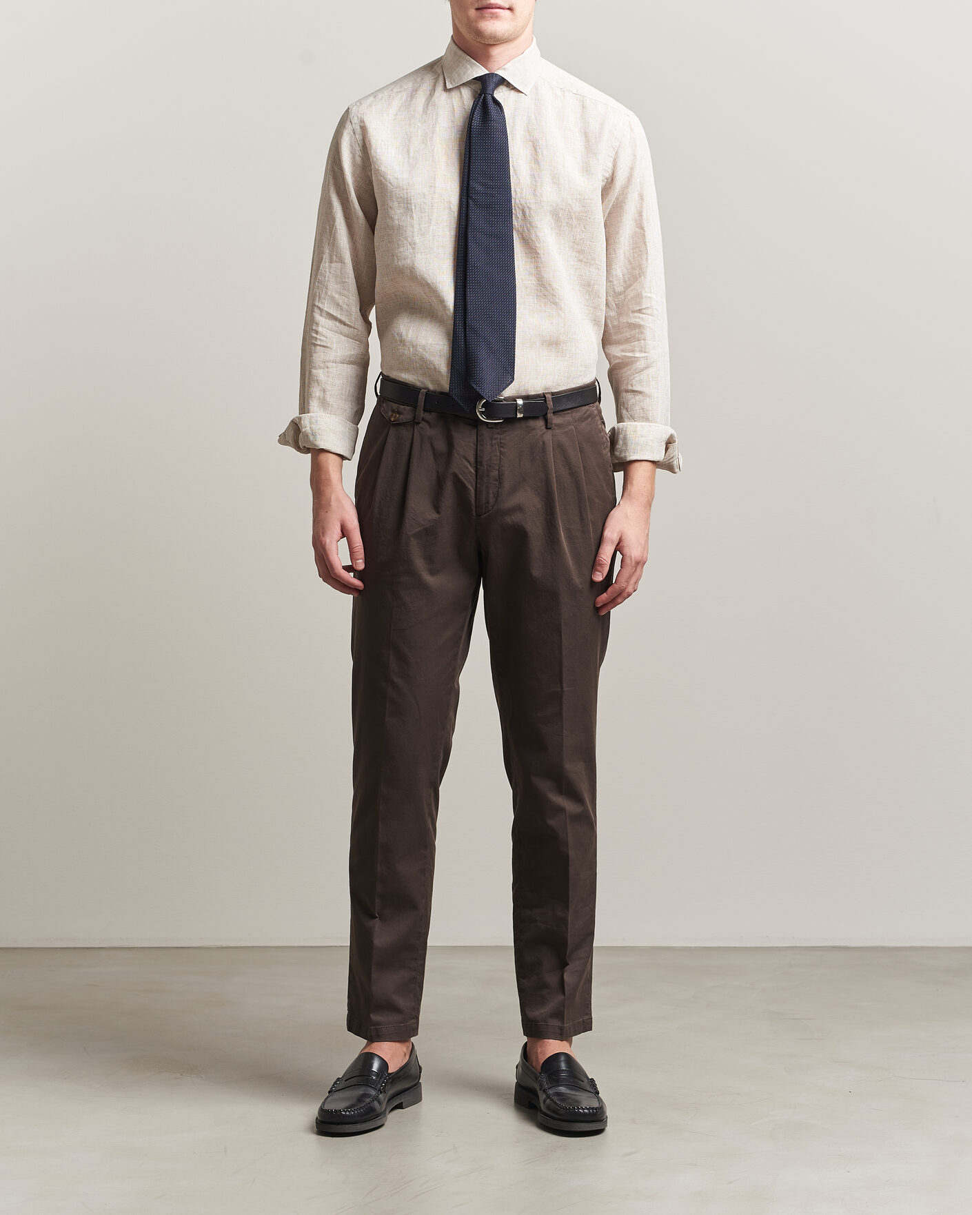 Herren | Hemden | Eton | Casual Fit Linen Shirt Beige
