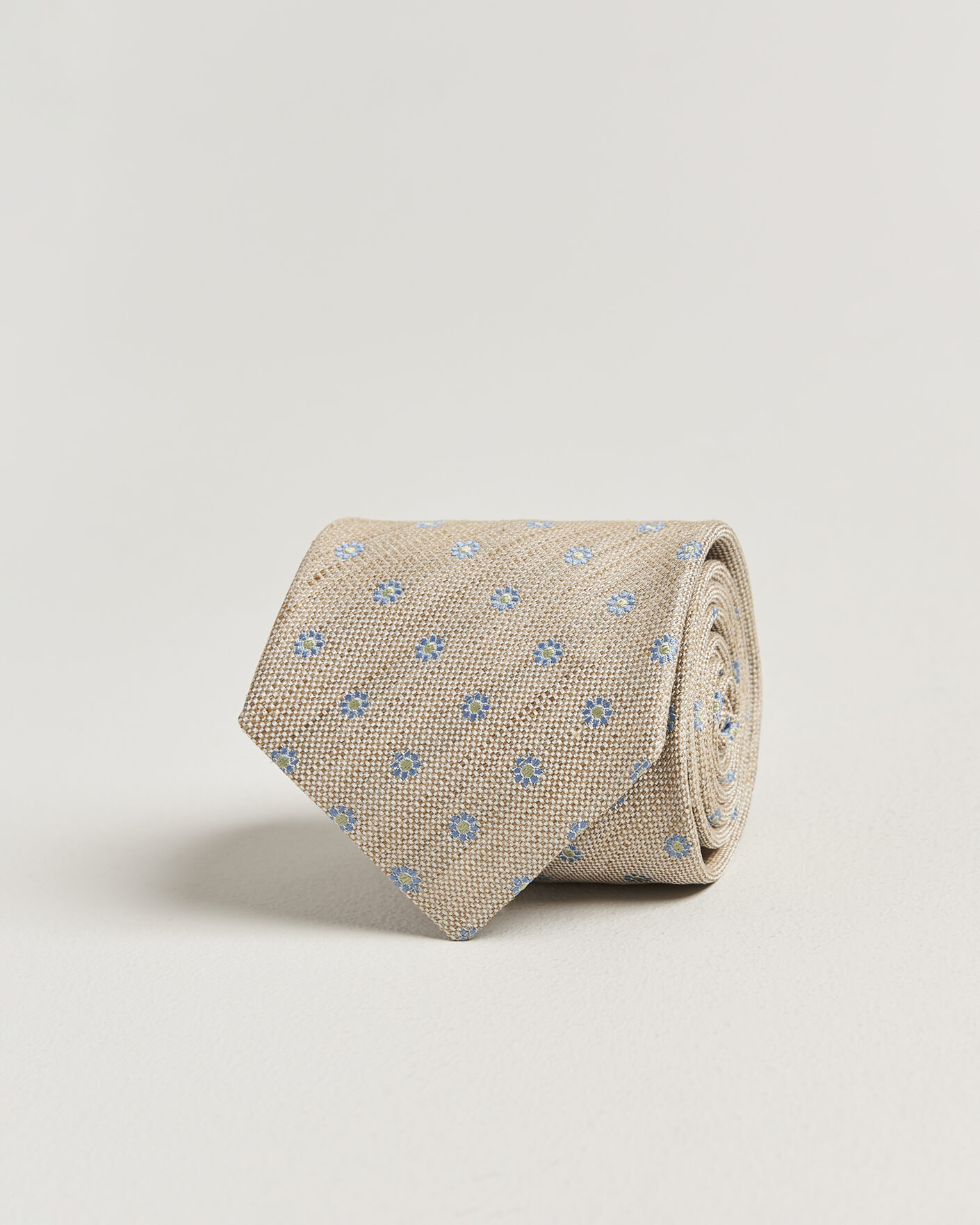 Herren | Krawatten | Eton | Floral Linen Silk Tie Beige